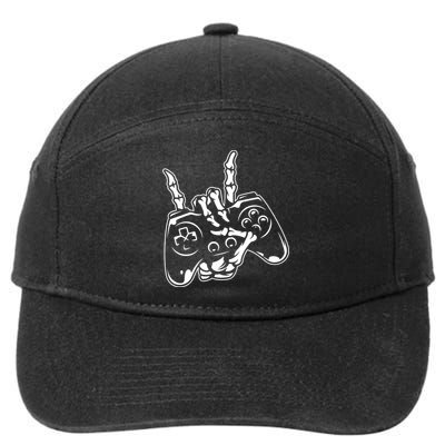 Videogame Controller Skeleton Hand Lazy Halloween Costume Gift 7-Panel Snapback Hat