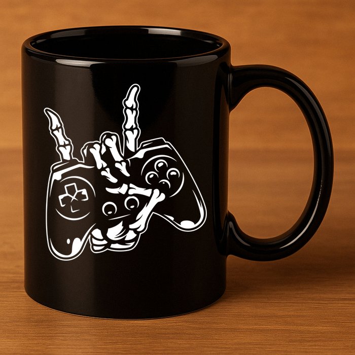 Videogame Controller Skeleton Hand Lazy Halloween Costume Gift 11oz C Handle Ceramic Mug