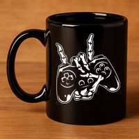 Videogame Controller Skeleton Hand Lazy Halloween Costume Gift 11oz C Handle Ceramic Mug