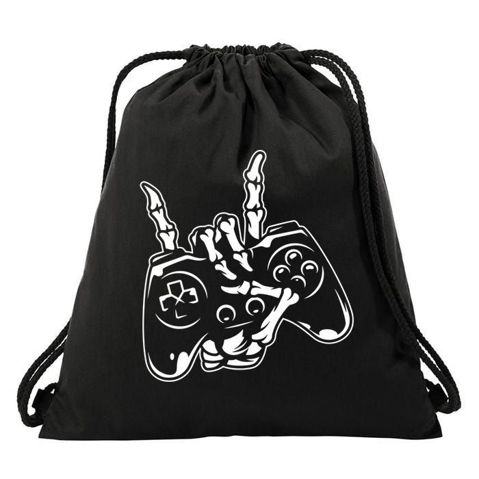 Videogame Controller Skeleton Hand Lazy Halloween Costume Gift Drawstring Bag