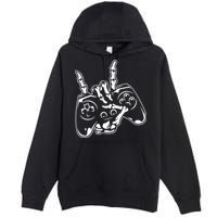 Videogame Controller Skeleton Hand Lazy Halloween Costume Gift Premium Pullover Hoodie