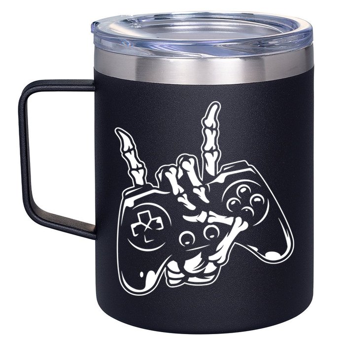 Videogame Controller Skeleton Hand Lazy Halloween Costume Gift 12oz Stainless Steel Coffee Mug