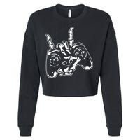 Videogame Controller Skeleton Hand Lazy Halloween Costume Gift Cropped Pullover Crew