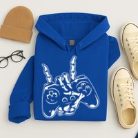 Videogame Controller Skeleton Hand Lazy Halloween Costume Gift Hoodie