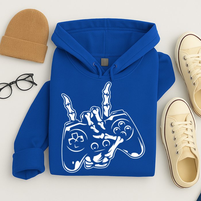 Videogame Controller Skeleton Hand Lazy Halloween Costume Gift Hoodie