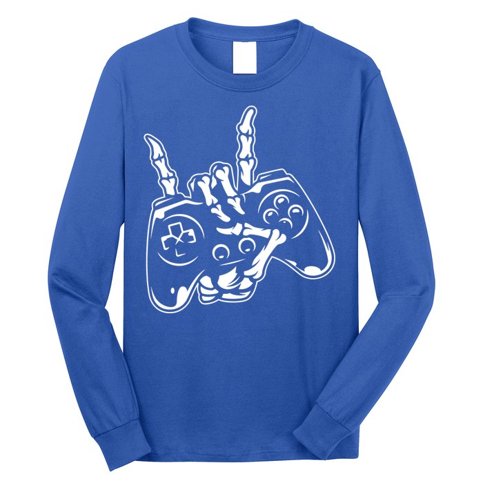 Videogame Controller Skeleton Hand Lazy Halloween Costume Gift Long Sleeve Shirt