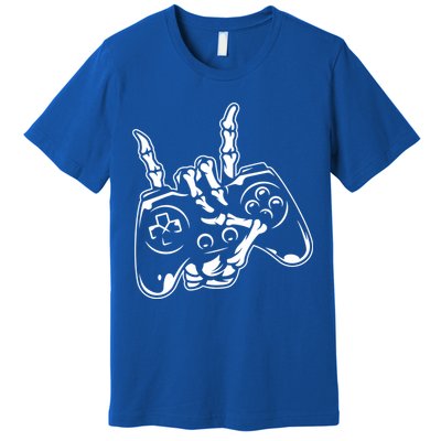 Videogame Controller Skeleton Hand Lazy Halloween Costume Gift Premium T-Shirt