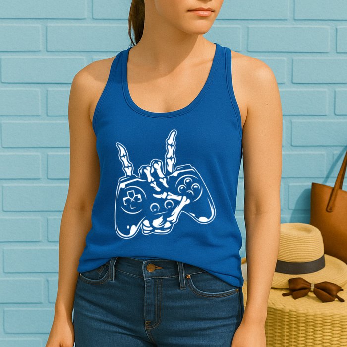 Videogame Controller Skeleton Hand Lazy Halloween Costume Gift Womens Tank Top