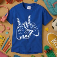 Videogame Controller Skeleton Hand Lazy Halloween Costume Gift Kids T-Shirt