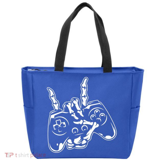 Videogame Controller Skeleton Hand Lazy Halloween Costume Gift Zip Tote Bag