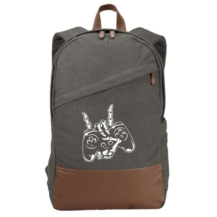 Videogame Controller Skeleton Hand Lazy Halloween Costume Gift Cotton Canvas Backpack