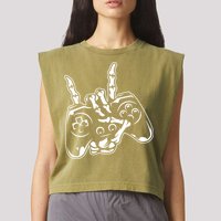 Videogame Controller Skeleton Hand Lazy Halloween Costume Gift Garment-Dyed Women's Muscle Tee