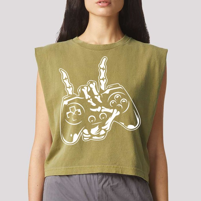 Videogame Controller Skeleton Hand Lazy Halloween Costume Gift Garment-Dyed Women's Muscle Tee