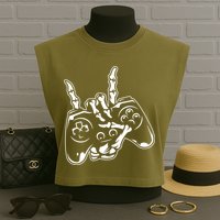 Videogame Controller Skeleton Hand Lazy Halloween Costume Gift Garment-Dyed Women's Muscle Tee