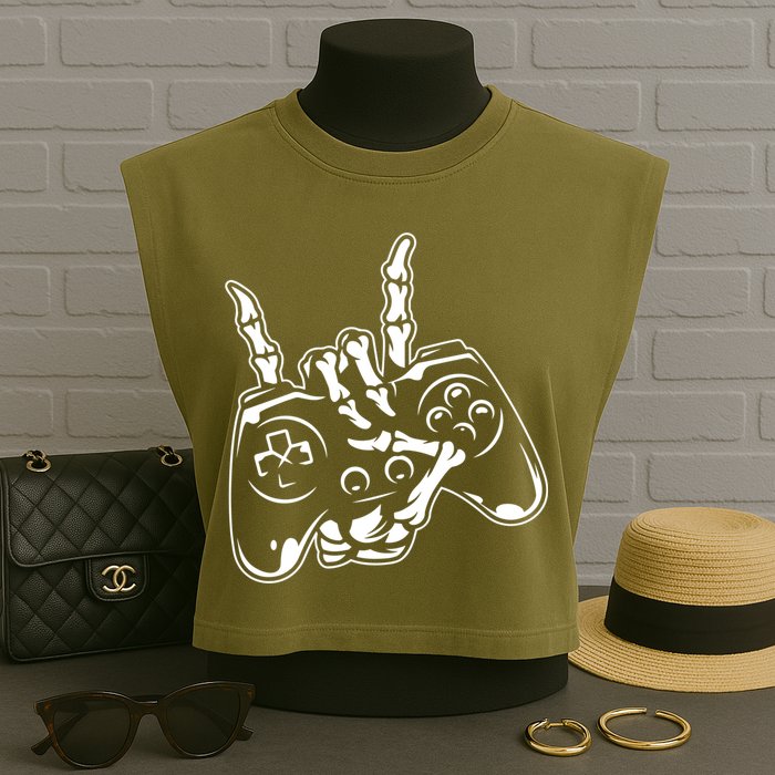 Videogame Controller Skeleton Hand Lazy Halloween Costume Gift Garment-Dyed Women's Muscle Tee