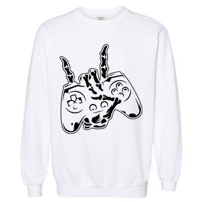 Videogame Controller Skeleton Hand Lazy Halloween Costume Gift Garment-Dyed Sweatshirt