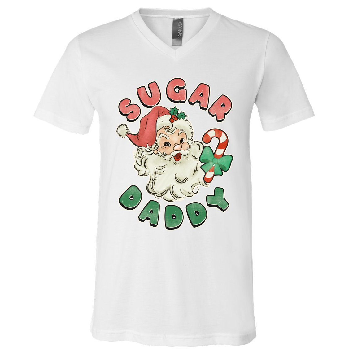 Vintage Christmas Sugar Daddy Santa Claus V-Neck T-Shirt
