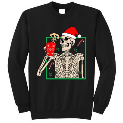 Vintage Christmas Skeleton Santa Drinking Christmas Coffee Sweatshirt