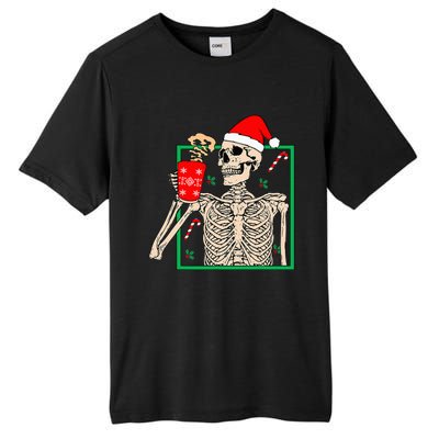 Vintage Christmas Skeleton Santa Drinking Christmas Coffee Tall Fusion ChromaSoft Performance T-Shirt