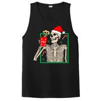 Vintage Christmas Skeleton Santa Drinking Christmas Coffee PosiCharge Competitor Tank