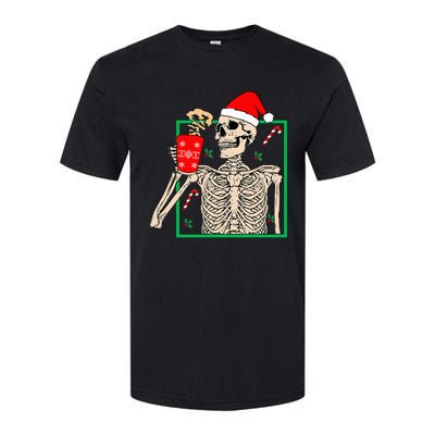 Vintage Christmas Skeleton Santa Drinking Christmas Coffee Softstyle CVC T-Shirt