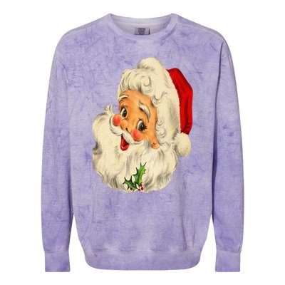 Vintage Christmas Santa Claus Face Funny Old Fashioned Colorblast Crewneck Sweatshirt