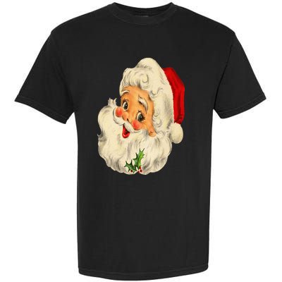 Vintage Christmas Santa Claus Face Funny Old Fashioned Garment-Dyed Heavyweight T-Shirt