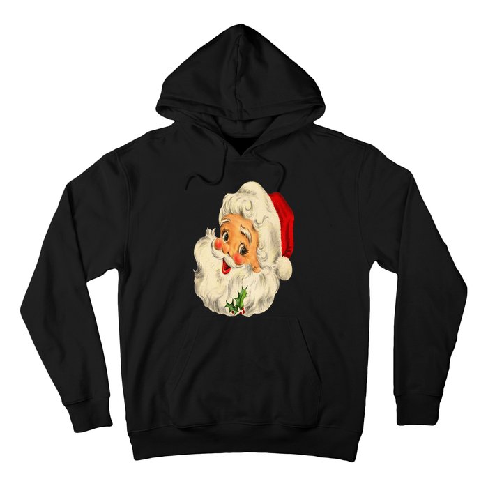 Vintage Christmas Santa Claus Face Funny Old Fashioned Hoodie