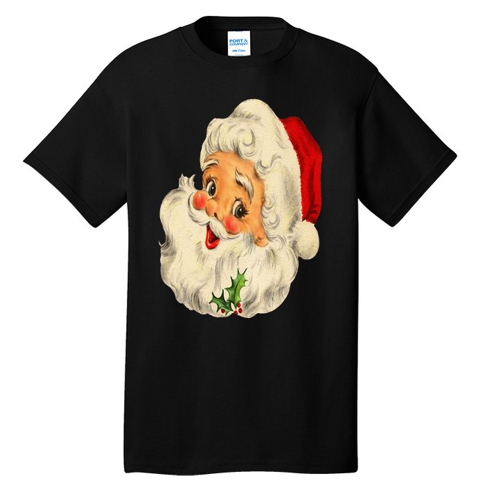 Vintage Christmas Santa Claus Face Funny Old Fashioned Tall T-Shirt