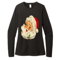 Vintage Christmas Santa Claus Face Funny Old Fashioned Womens CVC Long Sleeve Shirt