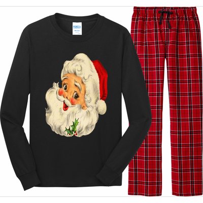 Vintage Christmas Santa Claus Face Funny Old Fashioned Long Sleeve Pajama Set