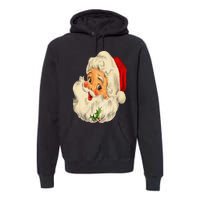 Vintage Christmas Santa Claus Face Funny Old Fashioned Premium Hoodie