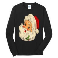 Vintage Christmas Santa Claus Face Funny Old Fashioned Tall Long Sleeve T-Shirt