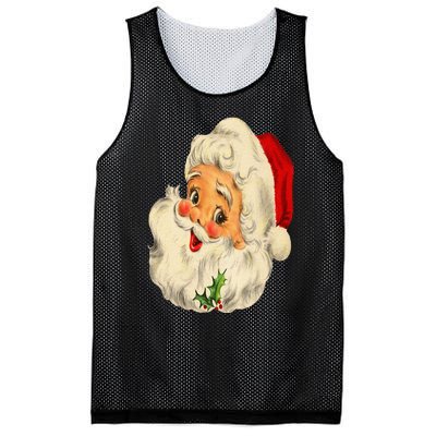 Vintage Christmas Santa Claus Face Funny Old Fashioned Mesh Reversible Basketball Jersey Tank