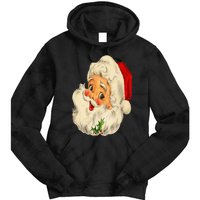 Vintage Christmas Santa Claus Face Funny Old Fashioned Tie Dye Hoodie