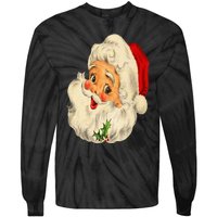 Vintage Christmas Santa Claus Face Funny Old Fashioned Tie-Dye Long Sleeve Shirt