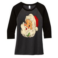 Vintage Christmas Santa Claus Face Funny Old Fashioned Women's Tri-Blend 3/4-Sleeve Raglan Shirt