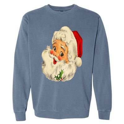 Vintage Christmas Santa Claus Face Funny Old Fashioned Garment-Dyed Sweatshirt