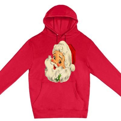 Vintage Christmas Santa Claus Face Funny Old Fashioned Premium Pullover Hoodie