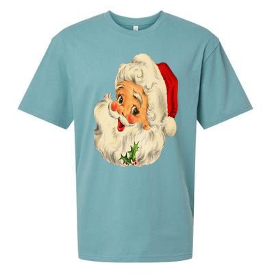 Vintage Christmas Santa Claus Face Funny Old Fashioned Sueded Cloud Jersey T-Shirt