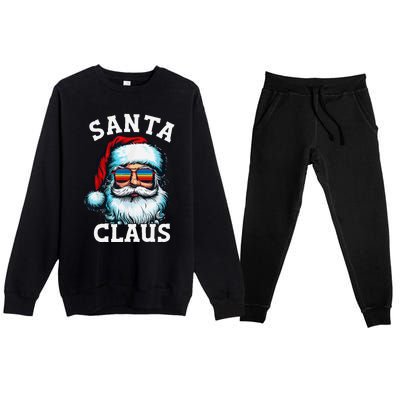 Vintage Christmas Santa Claus Face Glasses Old Xmas Matching Premium Crewneck Sweatsuit Set