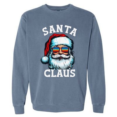 Vintage Christmas Santa Claus Face Glasses Old Xmas Matching Garment-Dyed Sweatshirt