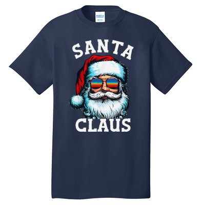 Vintage Christmas Santa Claus Face Glasses Old Xmas Matching Tall T-Shirt