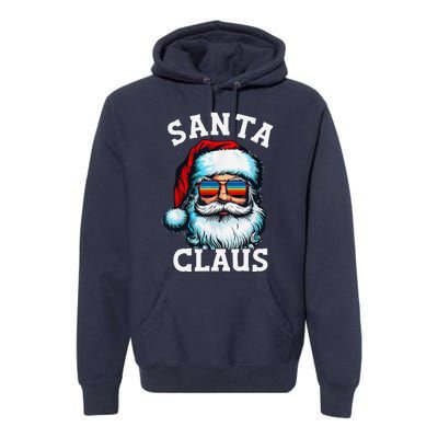 Vintage Christmas Santa Claus Face Glasses Old Xmas Matching Premium Hoodie