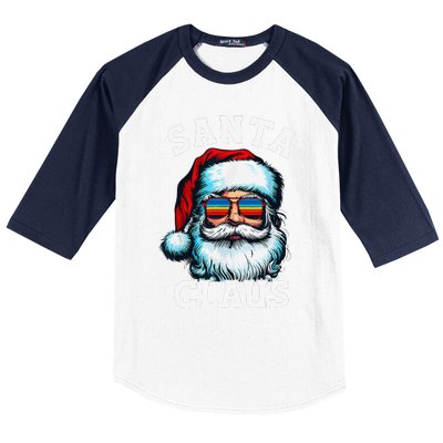 Vintage Christmas Santa Claus Face Glasses Old Xmas Matching Baseball Sleeve Shirt