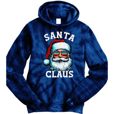 Vintage Christmas Santa Claus Face Glasses Old Xmas Matching Tie Dye Hoodie