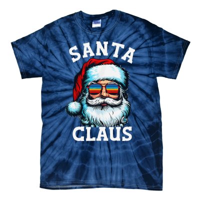 Vintage Christmas Santa Claus Face Glasses Old Xmas Matching Tie-Dye T-Shirt