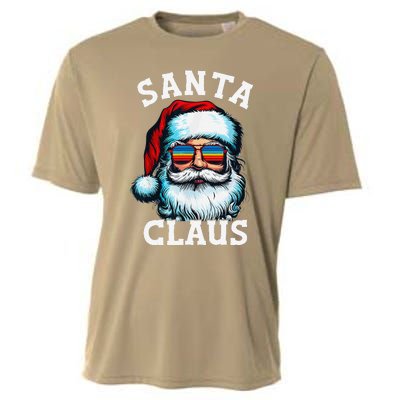 Vintage Christmas Santa Claus Face Glasses Old Xmas Matching Cooling Performance Crew T-Shirt