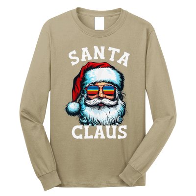 Vintage Christmas Santa Claus Face Glasses Old Xmas Matching Long Sleeve Shirt