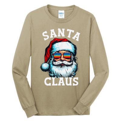 Vintage Christmas Santa Claus Face Glasses Old Xmas Matching Tall Long Sleeve T-Shirt